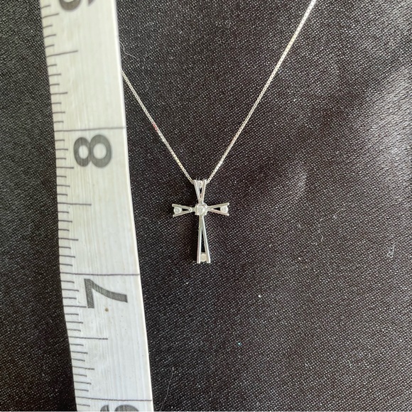 10K Gold Necklace with 10K Gold and Diamond Cross Pendant - Picture 5 of 6